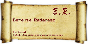 Berente Radamesz névjegykártya